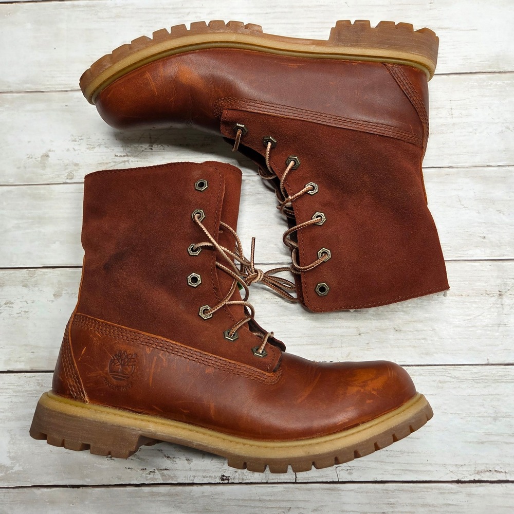 Timberland Earthkeepers 8309A Waterproof Shearling Boots Womens 9M Brown Leather
